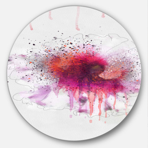 Designart Stylish Pink Watercolor Flower-Floral Circle Wall Art-Disc of 23, 23X23-Disc of 23 inch