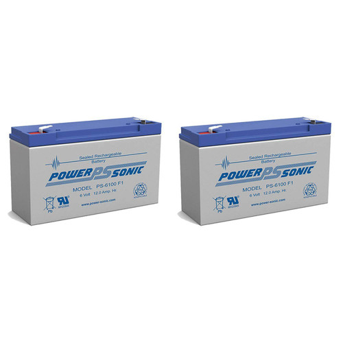 Power Sonic PS-6100 6V 12AH Streamlight Litebox Replacement Battery - 2 Pack