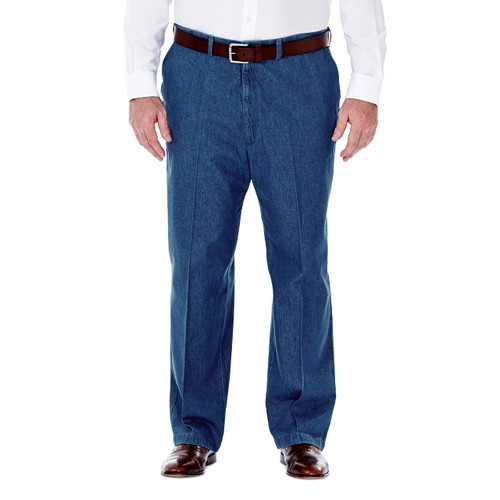 Haggar mens Casual Classic Fit Denim Trouser Pant - Regular and Big & Tall Sizes jeans, Cadet Blue 01, 48W x 29L US