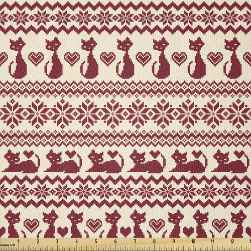 Ambesonne Nordic Fabric by The Yard, Cat Pattern Pixel Art Inspirations Feline Love Animal Themed Christmas Illustration, Stretch Knit Fabric for Clothing Sewing and Arts Crafts, 3 Yards, Beige Ruby Ambesonne Nordic Fabric by The Yard, Cat Pattern Pixel Art Inspirations Feline Love Animal Themed Christmas Illustration, Stretch Knit Fabric for Clothing Sewing and Arts Crafts, 3 Yards, Beige Ruby