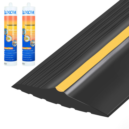 16.5FT Garage Door Bottom Threshold Seal Strip with 300ml Black Adhesives, Universal Rubber DIY Bottom Floor Threshold Seal, Weatherproofing Weather Stripping Replacement