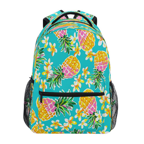 Colorful Tropical Pineapple School Bag Backpack College Bookbag,Floral Flower Laptop Backpacks Computer Bag Travel Hiking Camping Daypack for Women Girls Men Boys Students