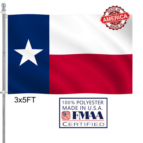 UMAFOW Premium Double Sided Texas State Flag 3x5 Outdoor Made In USA - Heavy Duty Vivid Color Polyester TX Flags Banners with 2 Brass Grommets