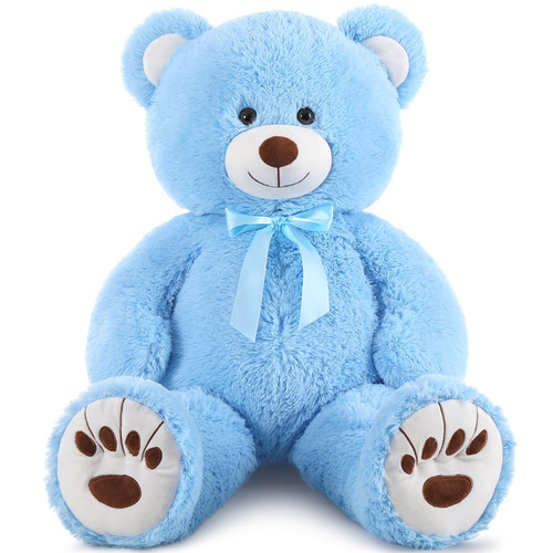 MorisMos Giant Teddy Bear Stuffed Animal 36in, Big Blue Teddy Bear Plush, Large Teddy Bear for Baby Shower, Life Size Stuffed Bear for Kids, Girls, Girlfriend on Birthday, Valentines
