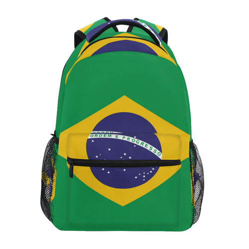 Krafig Brazilian Flag Boys Girls Kids School Backpacks Bookbag, Elementary School Bag Travel Backpack Daypack