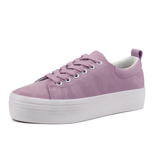 JABASIC Women Lace Up Platform Sneakers Comfortable Casual Fashion Sneaker Walking Shoes (11,Lt.Purple)