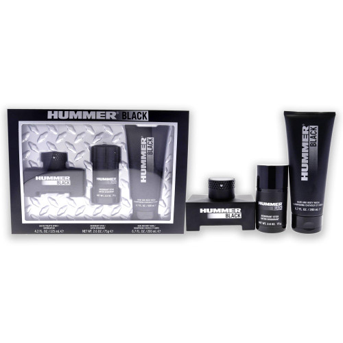 Hummer Hummer Black Men 4.2oz EDT Spray, 2.6oz Deodorant Stick, 6.7oz Hair and Body Wash 3 Pc Gift Set