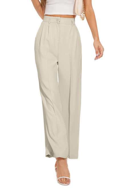 FUNYYZO Women Wide Leg Pants High Elastic Waisted in The Back Business Work Trousers Long Straight Suit Pants FUNYYZO Women Wide Leg Pants High Elastic Waisted in The Back Business Work Trousers Long Straight Suit Pants
