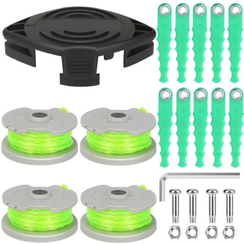 Eyoloty WA0014 20ft 0.080" Replacement Trimmer Line and Blades Head Compatible with Worx WG168 WG184 WG190 WG191 Weed Eater String Edger Line Refills Parts Auto-Feed with Replacement Part (24 Pack)