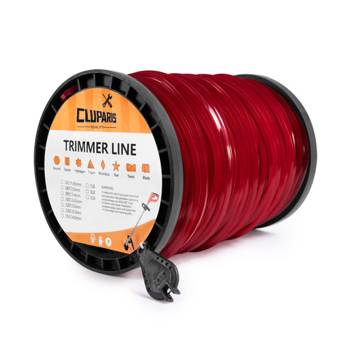 Cluparis 5-Pound Heavy Duty Square Trimmer Line .155-inch-by-492-ft Commercial String Trimmer Line in Spool, 0.155" Nylon Weed Eater String with Bonus Line Cutter? Red?