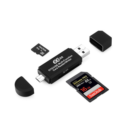 Micro USB OTG to USB 2.0 Adapter; SD/Micro SD Card Reader With Standard USB Male & Micro USB Male Connector for Smartphones/Tablets With OTG Function