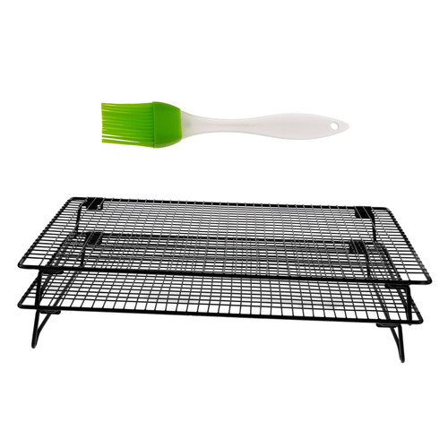 BESTOYARD 1 Set baking cooling rack two-tier cooling rack wire cooling rack black grill collapsible drying rack for clothes stackable cooling rack cookie cooling racks for cooling grid cake