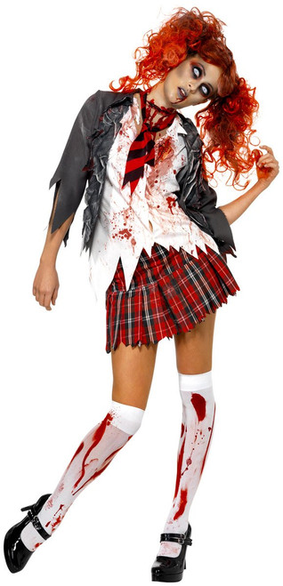 Smiffys - 32929 - High School Horror Zombie Adult Schoolgirl Costume - Size - Medium - US Dress Size - 10 / 12