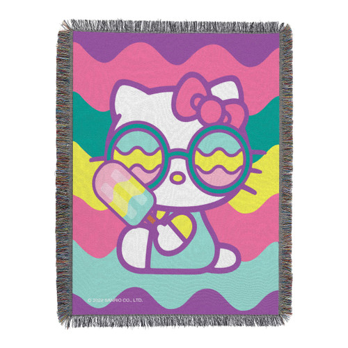 Northwest Hello Kitty Woven Tapestry Throw Blanket, 48" x 60", Cool Kitty
