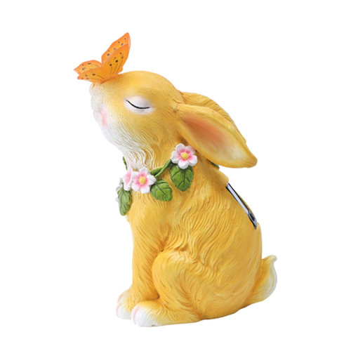 FUNOMOCYA Solar Rabbit Light Bunny Statue Garden Rabbit Figurine Solar Bunny Garden Statues Bunny Decor Solar Lights for Outside of House Rabbit Statue with Solar Light Outdoor Model Resin