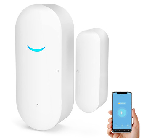 4 Pack WiFi Wireless Door Window Sensor,TUYA Smart Alarm with Free Notification APP Control Home Security Alarm System, Compatible with Alexa, Google Home, Siri