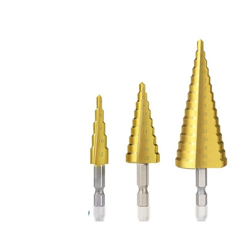 Step Drill Bit 3-13 4-12 4-20 4-32mm Coated Wood Metal Hole Cone Drill Metal Drills 1Pcs (Color : 1pc 4-32mm)