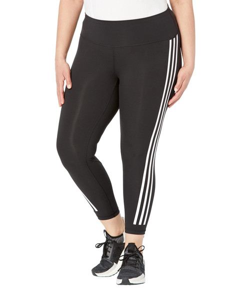 adidas Women's Plus Size Versatility Training Icon 3-Stripes 7/8 Tights, Black, 2X