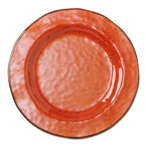 tag - Veranda Melamine Salad Plate, Durable, BPA-Free and Great for Outdoor or Casual Meals, Coral (Set Of 4)