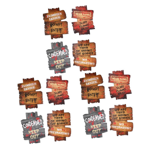 Yardwe 12 Pcs Halloween Cards Outdoor Decor Outdoor Sign Halloween Decor Creepy Sidewalk Warning Signs Halloween Sign Warning Halloween Beware Signs Warning Board Halloween Warning Sign