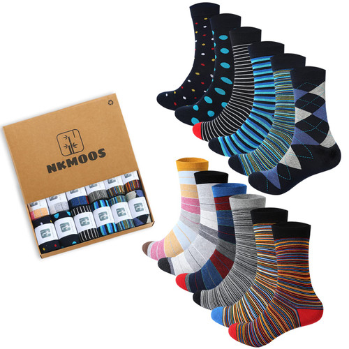 NKMOOS Mens Dress Socks - Fun Colorful Dress Socks for Men - Funny Crazy Novelty Cotton Socks - Business Casual Striped Argyle Patterned Crew Socks 12 Pack Size 9-11 NKMOOS Mens Dress Socks - Fun Colorful Dress Socks for Men - Funny Crazy Novelty Cotton Socks - Business Casual Striped Argyle Patterned Crew Socks 12 Pack Size 9-11