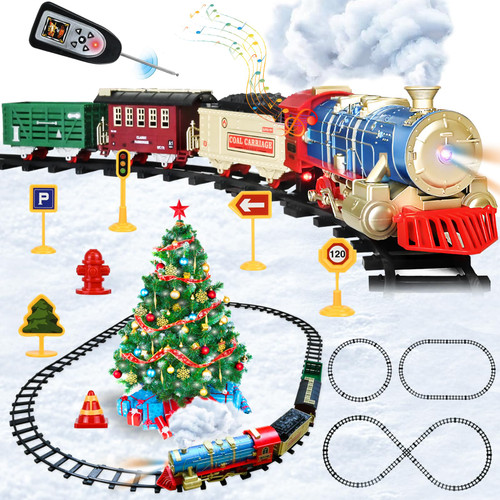Neragron Train Sets for Kids, Electric Train Track Set with Remote Control, Rechargeable Battery Christmas Toy Trains with Steam, Sound & Light, Classical Christmas New Year Toy Gifts for Boys Girls Neragron Train Sets for Kids, Electric Train Track Set with Remote Control, Rechargeable Battery Christmas Toy Trains with Steam, Sound & Light, Classical Christmas New Year Toy Gifts for Boys Girls