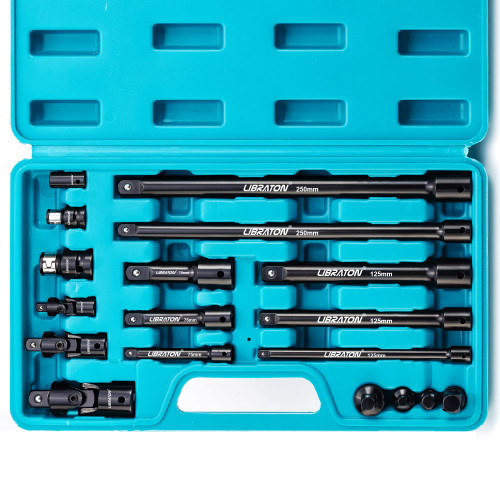 Libraton Socket Extension Set, Ratchet Extension Set, Extension Set 18PCs, Impact Extension Set, Socket Adapters, Swivel Sockets, Professional Drive Socket Accessories, 1/4 3/8 1/2