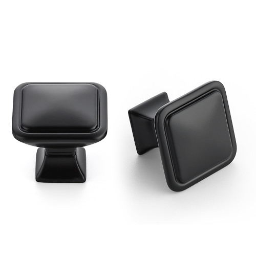 JOY DECOR 25 Pack Black Square Cabinet Knob Kitchen Cabinet Knobs Single Hole Knobs for Cabinets and Drawers Black Dresser Knobs