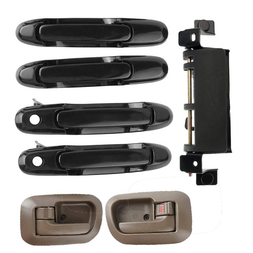 7PCS Exterior Interior Door Handle Set Front Rear Left Driver Right Passenger Side + Tailgate Handle Fit for Toyota Sienna 1998 1999 2000 2001 2002 2003