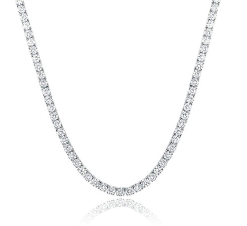Gemsme 18K White Gold Plated Tennis Neckalce 5mm Round Cubic Zirconia Classic Necklace for Women Gemsme 18K White Gold Plated Tennis Neckalce 5mm Round Cubic Zirconia Classic Necklace for Women