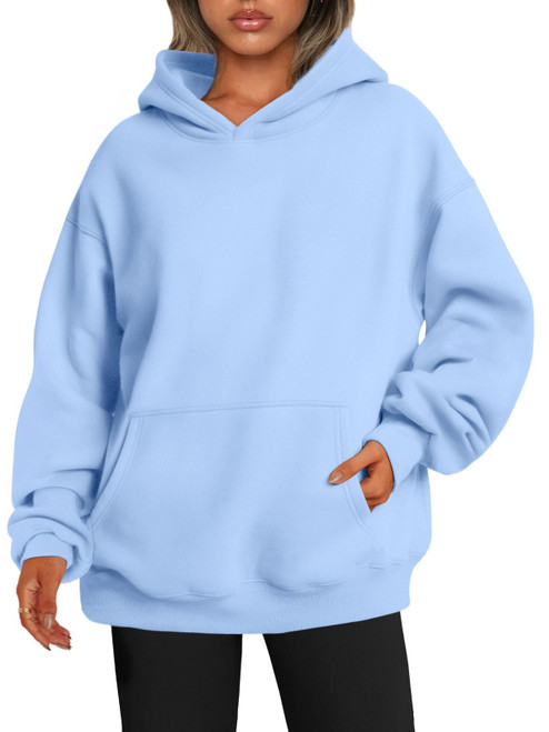 EFAN Womens Oversized Hoodies Sweatshirts Long Sleeve Shirts Fleece Jackets Sweaters With Pockets Loose Fit Pullover Fall Clothes Fashion Winter Outfits Y2k Teen Girls Lightblue