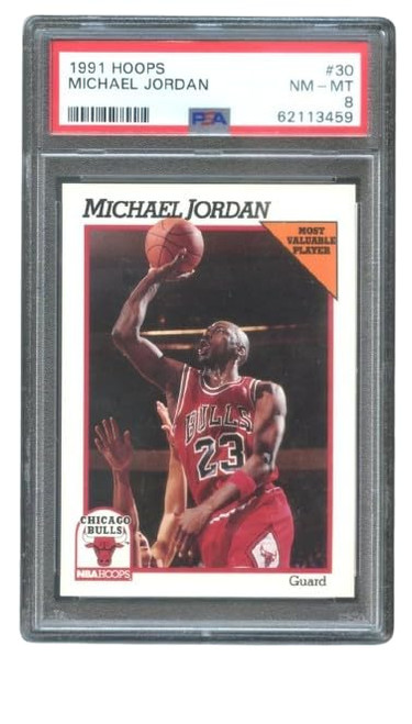 Michael Jordan 1991-92 Hoops Basketball Card #30 PSA 8