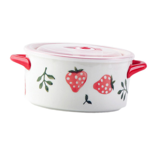 BUGUUYO Bowls with Handles Instant Noodles Bowl Kitchen Serving Bowls Cereal Bowl Microwave Safe Bowl Soup Bowl Ceramic Containers with Lids Instant Noodle Bowl Food Ceramics Mixing Bowl