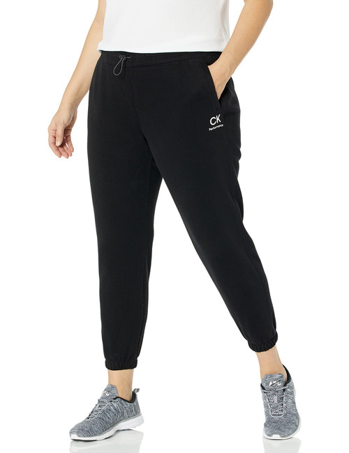Calvin Klein Performance Women's Plus Size Logo Slim Fit Elastic Cuff Jogger, Black, 2X