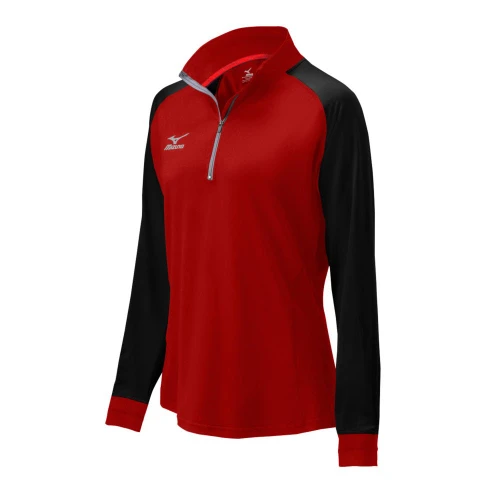 Mizuno Elite 9 Prime 1/2 Zip Jacket, Red/Black, Large