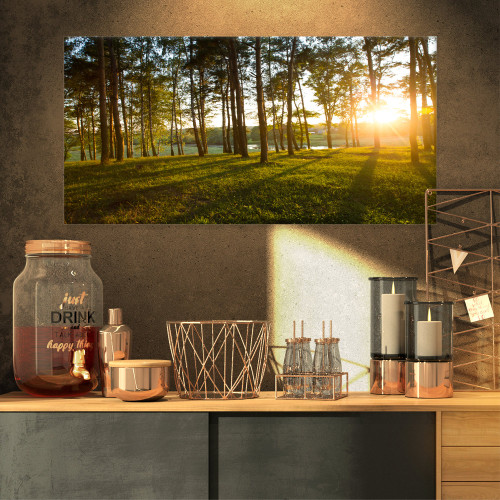 Designart PT14066-32-16 Bright Sunlight in Dense Forest-Large Landscape Canvas Art, 32x16