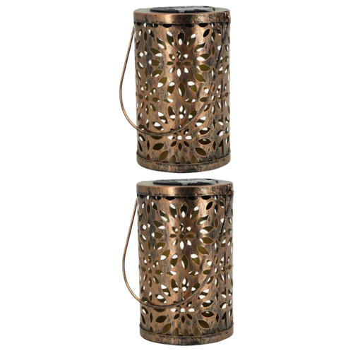 Happyyami 2pcs Garden Solar Light Solar Light with Handle Decorative Solar Lantern Lawn Landscape Light Iron Basket Lamps Iron Led Lamp Garden Solar Lantern Light Wrought Iron Outdoor