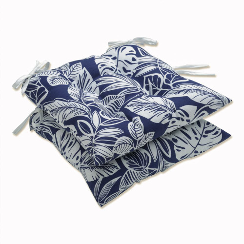 Pillow Perfect Outdoor/Indoor Delray Navy Tufted Seat Cushions (Square Back), 19" x 18.5", Blue 2 Count Pillow Perfect Outdoor/Indoor Delray Navy Tufted Seat Cushions (Square Back), 19" x 18.5", Blue 2 Count