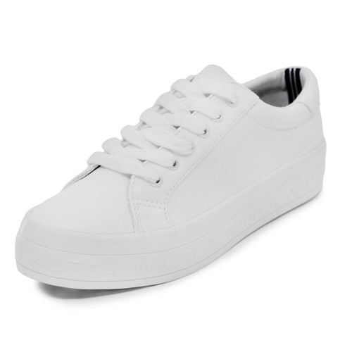 Nautica Women Lace-Up Fashion Sneaker Casual Tennis Shoes-Aelisa-White Size-10