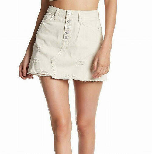 Free People Denim A-Line Skirt White 26
