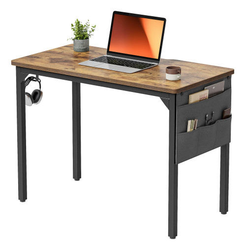 BANTI Computer Desk, 32 inch Home Office Writing Study Desks with Storage Bag, Small PC Table, Modern Simple Style for Space-Saving, Rustic Brown