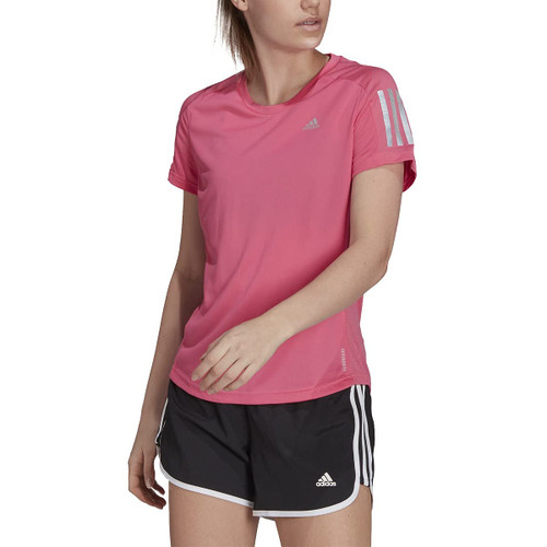 adidas Women's Own The Run Tee, Semi Solar Pink, X-Small