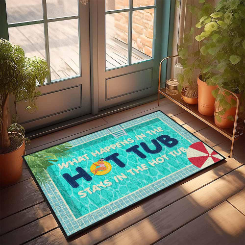 Dsoluuing Fall Doormats for Outdoor Entrance Home What Happens in The Hot Tub Stays in The Hot Tub Doormat Farmhouse Welcome Mat Indoor Door Mat Non Slip (Color : Colour, Size : 65X90CM)