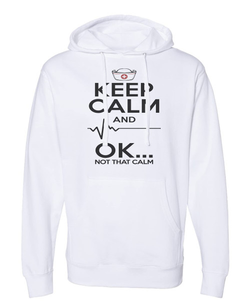 Cute Womens Nurse Shirts "Keep Calm Nursing" Royaltee Champion Hoodie Medical Collection (Medium, White)