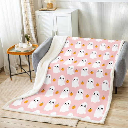 Kids Cute Ghost Fleece Throw Blanket Twin 60"x80" Skull Ghost Pink Sherpa Blanket for Boys Teens Decor Happy Halloween Plush Blanket Horror Theme Fuzzy Blanket Kids Cute Ghost Fleece Throw Blanket Twin 60"x80" Skull Ghost Pink Sherpa Blanket for Boys Teens Decor Happy Halloween Plush Blanket Horror Theme Fuzzy Blanket