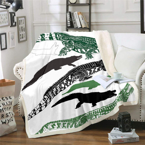 Erosebridal Crocodile Throw Blanket Kids Girls Boys Alligator Plush Bed Blanket, Exotic Fauna Sherpa Blanket for Children Boys Teens Crocodiles Wildlife Animal Fleece Throw Twin Size Flannel Blankets
