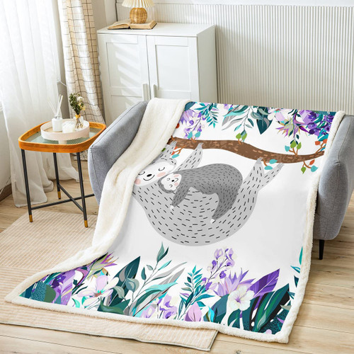 Erosebridal Sloth Sherpa Blanket Twin Size, Lovely Sloth On Tree Plush Bed Blanket for Kids Boys Girls, Woodland Animal Throw Blanket Botanical Floral Fleece Blanket Cartoon Decorative Sofa Couch Erosebridal Sloth Sherpa Blanket Twin Size, Lovely Sloth On Tree Plush Bed Blanket for Kids Boys Girls, Woodland Animal Throw Blanket Botanical Floral Fleece Blanket Cartoon Decorative Sofa Couch