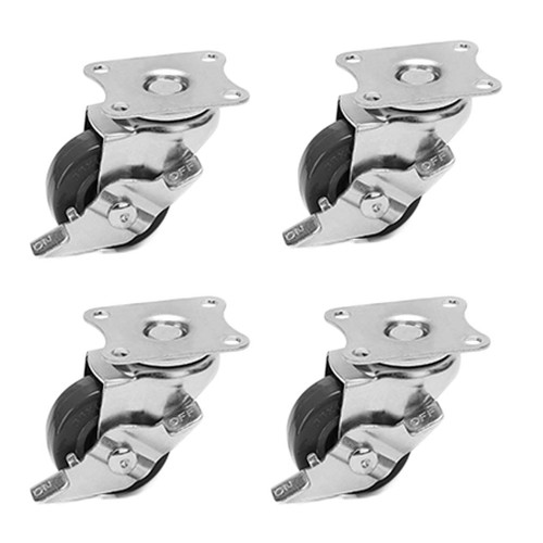 Swivel Stem Castors,Caster with Brakes,Polyurethane Caster Wheels,Universal 360 Degree Rotating Swivel Casters,Load Capacity 30kg,for Computer Desk,Workbench (50mm/2in,Brake)