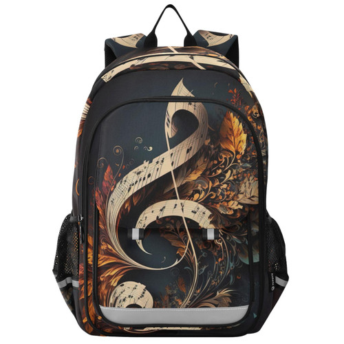 Vnurnrn Kids Backpack Art Music Note Print for School Hiking Travel Big Storage 17.7 IN School Backpack with Reflective Strip for Boys Girls 6+ years in Primary Middle High School