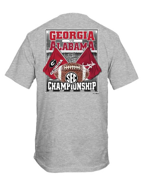 New World Graphics SEC FB CHP 23 Flags ALA v UGA Short Sleeve Graphic T-Shirt-Light Steel-3XL